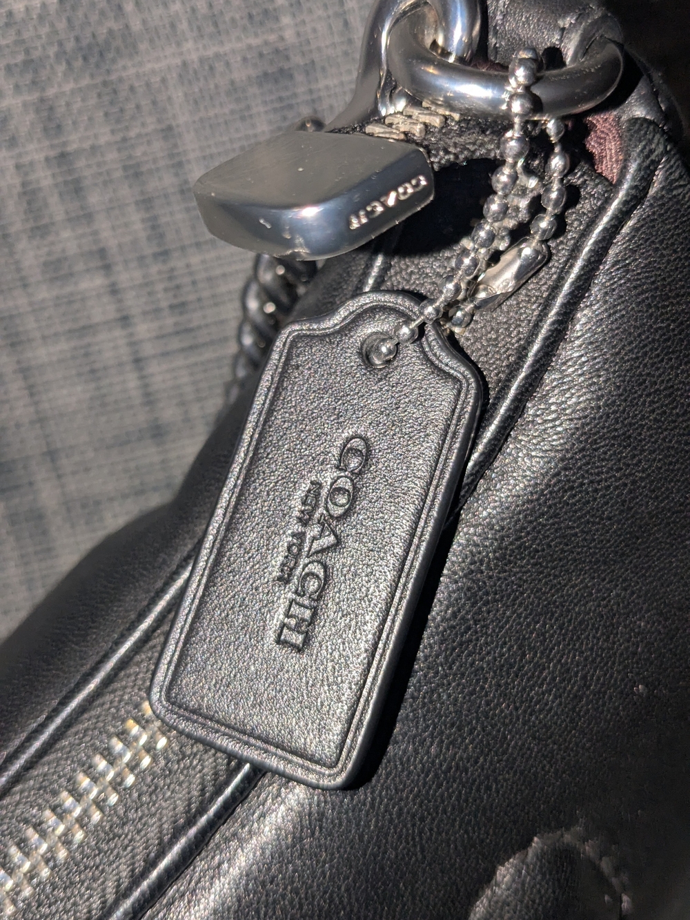 Coach Teri Quilted Black Leather Shoulder Bag with Chain Strap - Picture 3 of 7